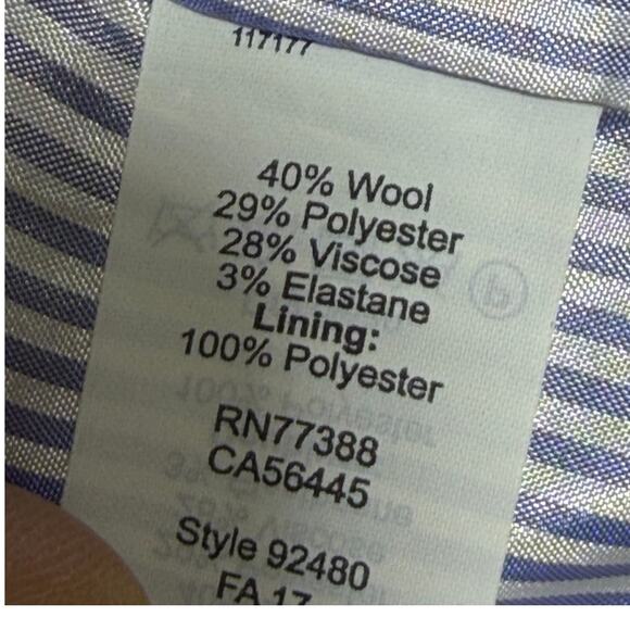 J Crew Women 6 Blue Wool Blend 2 Button Blazer Classic Tailored Office Career - Picture 4 of 11